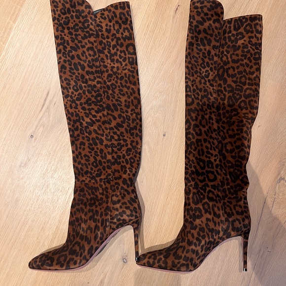 AQUAZZURA OVER THE KNEE ANIMAL PRINT BOOTS - Picture 2 of 3